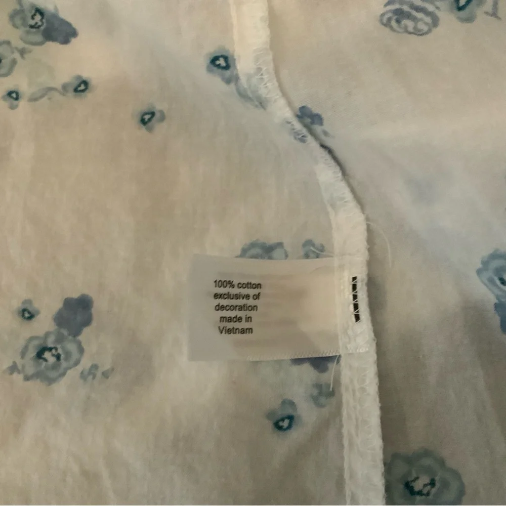 Lane Bryant White 100% Cotton Blue Flower Button Down‎ Blouse 14/16 GC - Picture 10 of 10